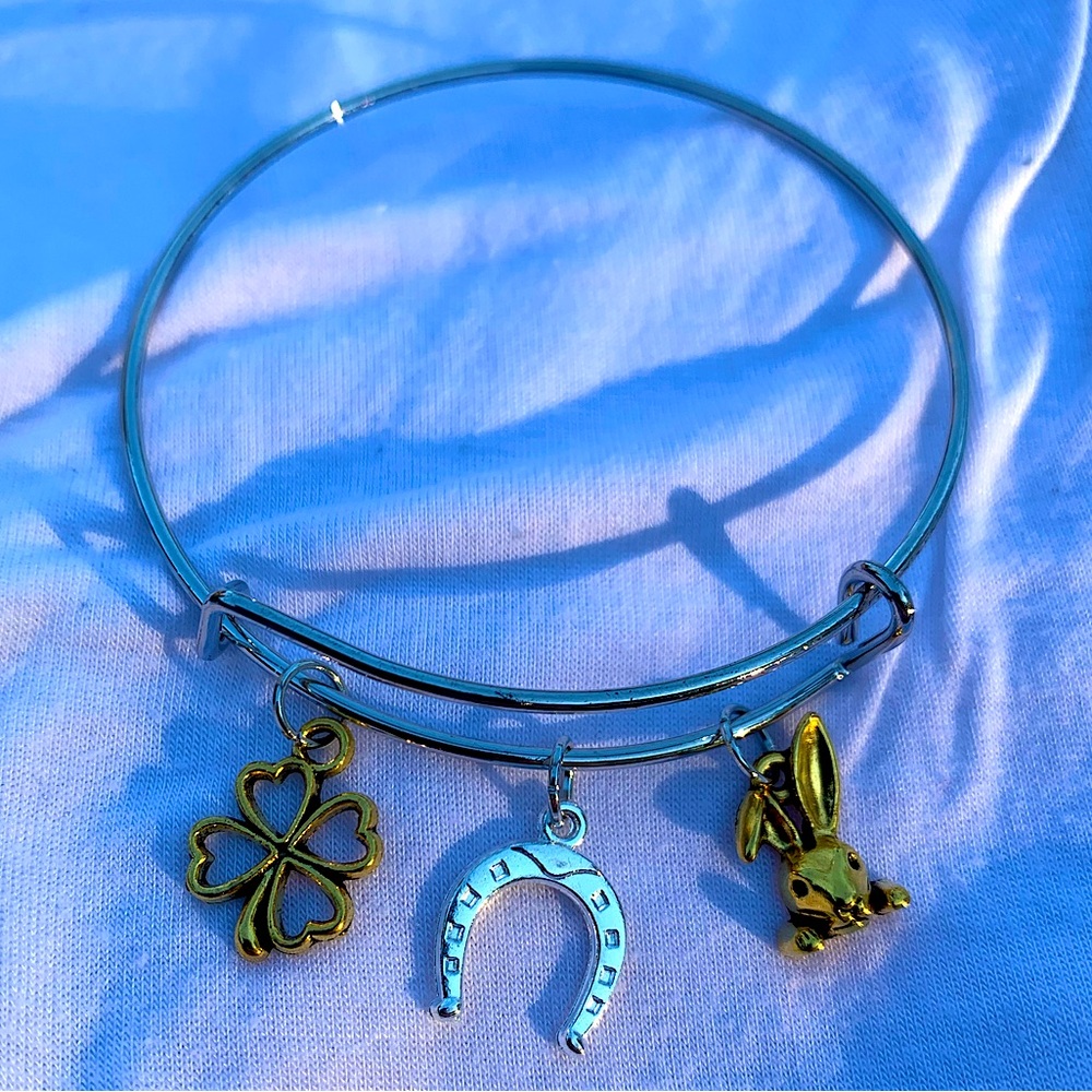 Brand New! Handmade! Adjustable Charm Bangle Bracelet!